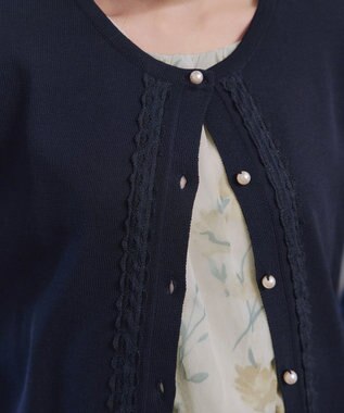 Tiaclasse 【洗える】レースカーディガン ネイビー