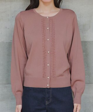 Tiaclasse 【洗える】レースカーディガン ピンク