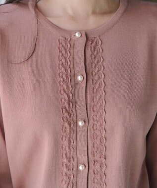 Tiaclasse 【洗える】レースカーディガン ピンク