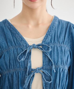 earth music&ecology デニムリボンシャツ Medium Indigo