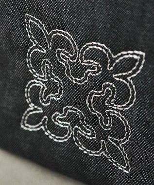 russet 【刺繍モノグラム】デニム2WAYトートバッグ(CE-1772) Black