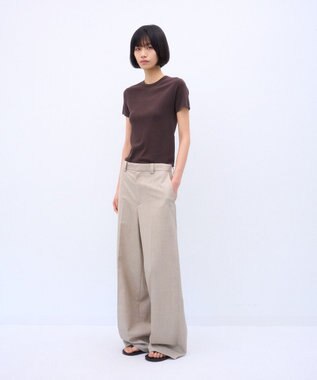 ATON WOOL SILK TWILL | タックレスワイドパンツ