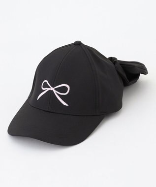 ANY KIDS 【日よけ付き】2WAYリボン刺繍キャップ ブラック