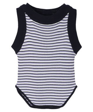 Green Parks デザインヘム配色ニットタンクトップ Blue