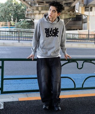 WEGO 【ユニセックス着用ITEM/裏起毛/SMLサイズ展開】リラックスフィットスプレーグラフィックパーカー 杢グレー