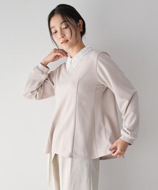 YECCA VECCA 2wayレース襟ブラウス Gray Beige