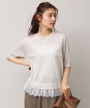 UNFILO レースドッキングニット クルーネック