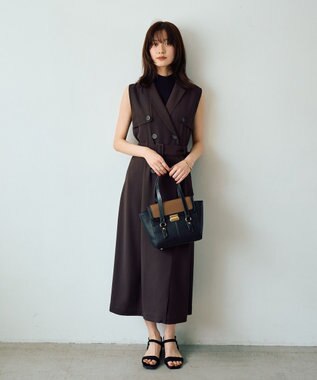 YECCA VECCA 【UVカット/接触冷感】トレンチジレワンピース Brown