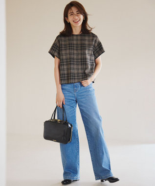 23区 【洗える】ツイーディーエトワール ブラウス ブラウンチェック