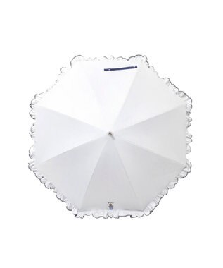 MOONBAT 【WEB限定】POLO RALPH LAUREN（ポロ ラルフローレン）晴雨兼用日傘 長傘 ワンポイントベア刺繍 フリル 一級遮光 遮熱 UV オフホワイト