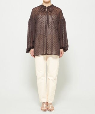 uncrave シアードットジャガード ブラウス ブラウン