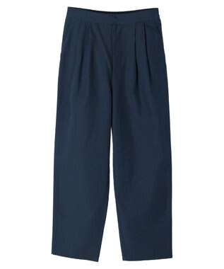 Green Parks 綿麻混タックテーパードパンツ Dark Navy