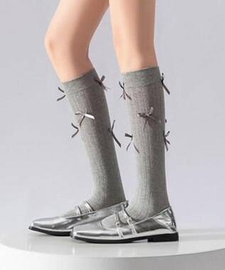 WEGO リボン付きハイソックス