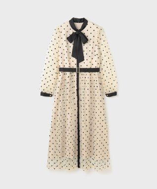 GRACE CONTINENTAL ビーズ刺繍ドットドレス キナリ