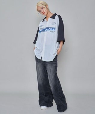 WEGO 【ユニセックス着用ITEM】ラグラングラフィックシャツ（SS） ブラックその他