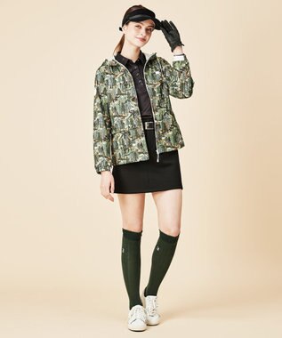 23区GOLF 【WOMEN】ワッペンプリント鹿の子シャツ ブラック系