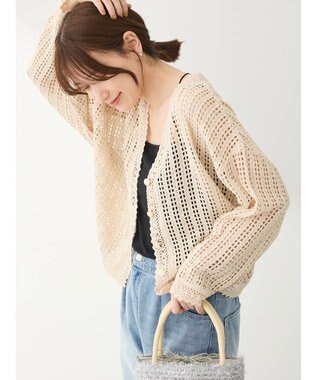 Green Parks インド綿　レース編みカーディガン Natural