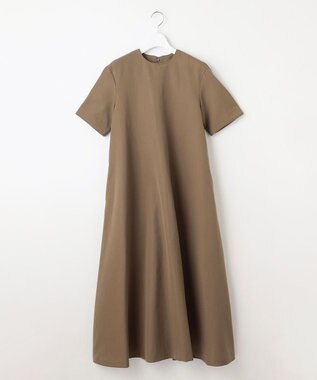 23区 【エステータ】ウールリネン 半袖フレアワンピース カーキ系