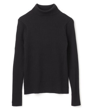 UNFILO 【吸湿発熱】リブ タートルネック ニット ブラック