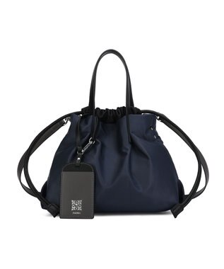 style code 【PADMA/パドマ】ナイロン×レザー　巾着　ショルダーバッグ 2WAY ネイビー