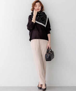 23区 manipuri ジオメドット コットンシルク ストール ブラック系