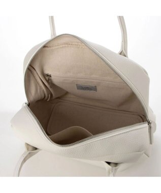 UNBILLION cachecache 丸根革ラウンドボストン ホワイト