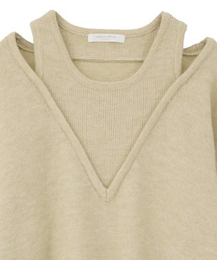 Green Parks フェイクレイヤードＶネックニットプルオーバー Light Beige