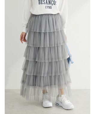 Green Parks ・ＥＬＥＮＣＡＲＥ　ＤＵＥ　ティアードラメチュールスカート Gray