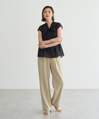 YECCA VECCA サイドラインパイピングストレートパンツ Gray Beige