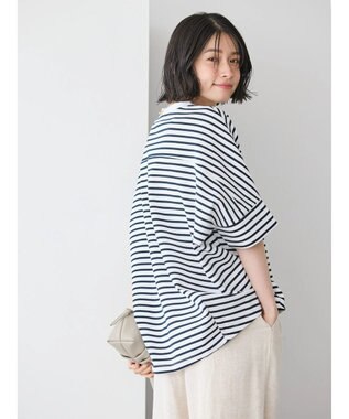 AMERICAN HOLIC 抗菌防臭＋接触冷感　コクーンカットプルオーバー Border Ivory