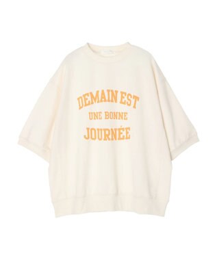 Green Parks ７分袖ロゴ裏毛プルオーバー Ecru