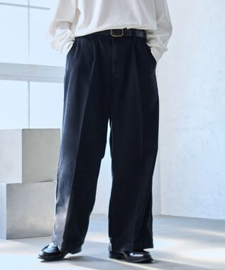 WEGO 【ウエストゴム】スーパーバギーデニムスラックス ブラック