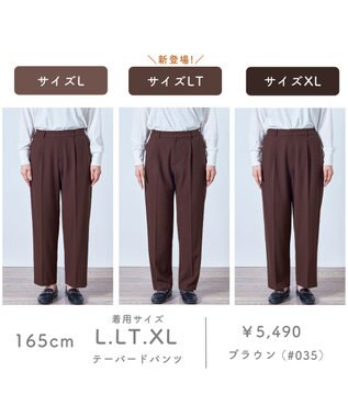 ANY L 【裏起毛/ウエストゴム】ウォームテーパードパンツ ブラウン