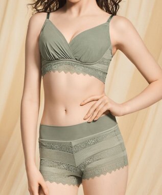 BRADELIS New York 【BRADELIS Me / ノンワイヤー・バストアップ】Plushブラ25S1 ブラデリス 補正 ノンワイヤー ブラジャー 補整下着 オリーブ