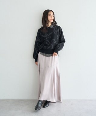 YECCA VECCA アート柄ふくれジャガードニット Black