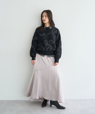 YECCA VECCA アート柄ふくれジャガードニット Black