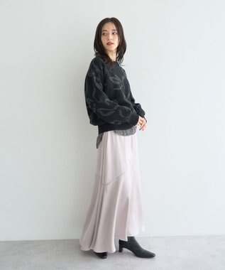 YECCA VECCA アート柄ふくれジャガードニット Black