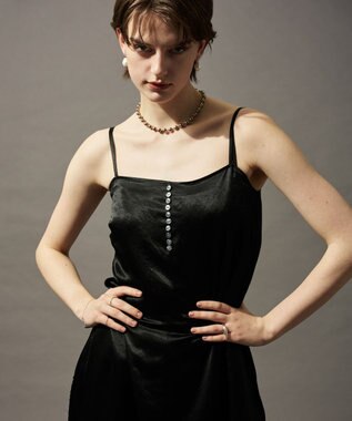 uncrave アセテートヴィンテージサテン キャミソールブラウス ブラック