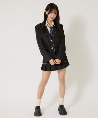 WEGO 【SCHOOLITEM】スクールパイピングブレザー ブラック