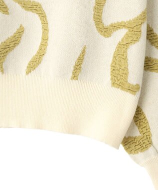 YECCA VECCA アート柄ふくれジャガードニット Ivory