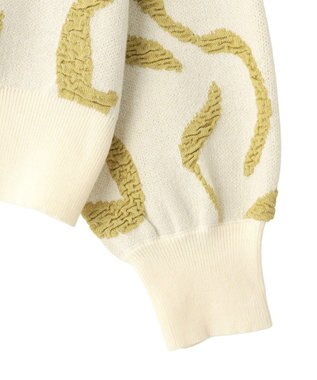 YECCA VECCA アート柄ふくれジャガードニット Ivory