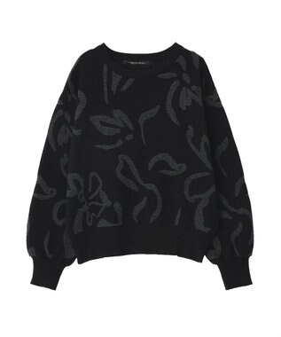 YECCA VECCA アート柄ふくれジャガードニット Black