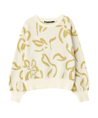 YECCA VECCA アート柄ふくれジャガードニット Ivory