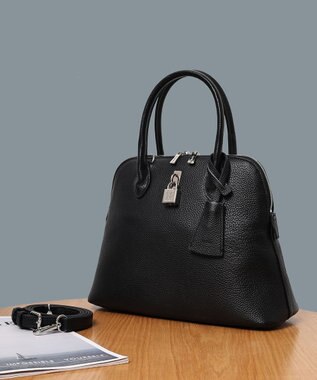 style code 【PADMA/パドマ】 キーチャーム付 本革ハンドバッグ ブラック