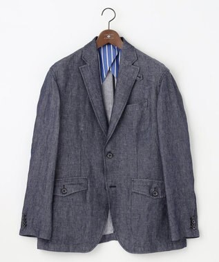 JOSEPH ABBOUD 【JAPANファブリック/セットアップ/清涼】LINEN DENIM ジャケット ネイビー系