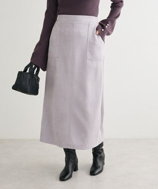 Green Parks なめらかタッチスウェード調Ｉラインスカート