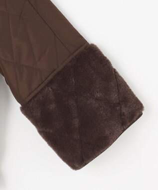 ANY SIS S フェイクファーコンビキルティング アウター ブラウン