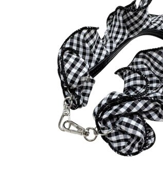 WEGO ギンガムフリルハンドストラップ ブラック