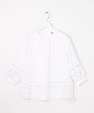 J.PRESS LADIES スパンソフトクロス刺繍 ブラウス オフ系