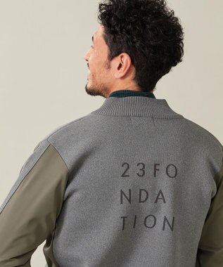 23区GOLF 【23Fondation/MEN】ハイブリッド ニットアウター ライトグレー系